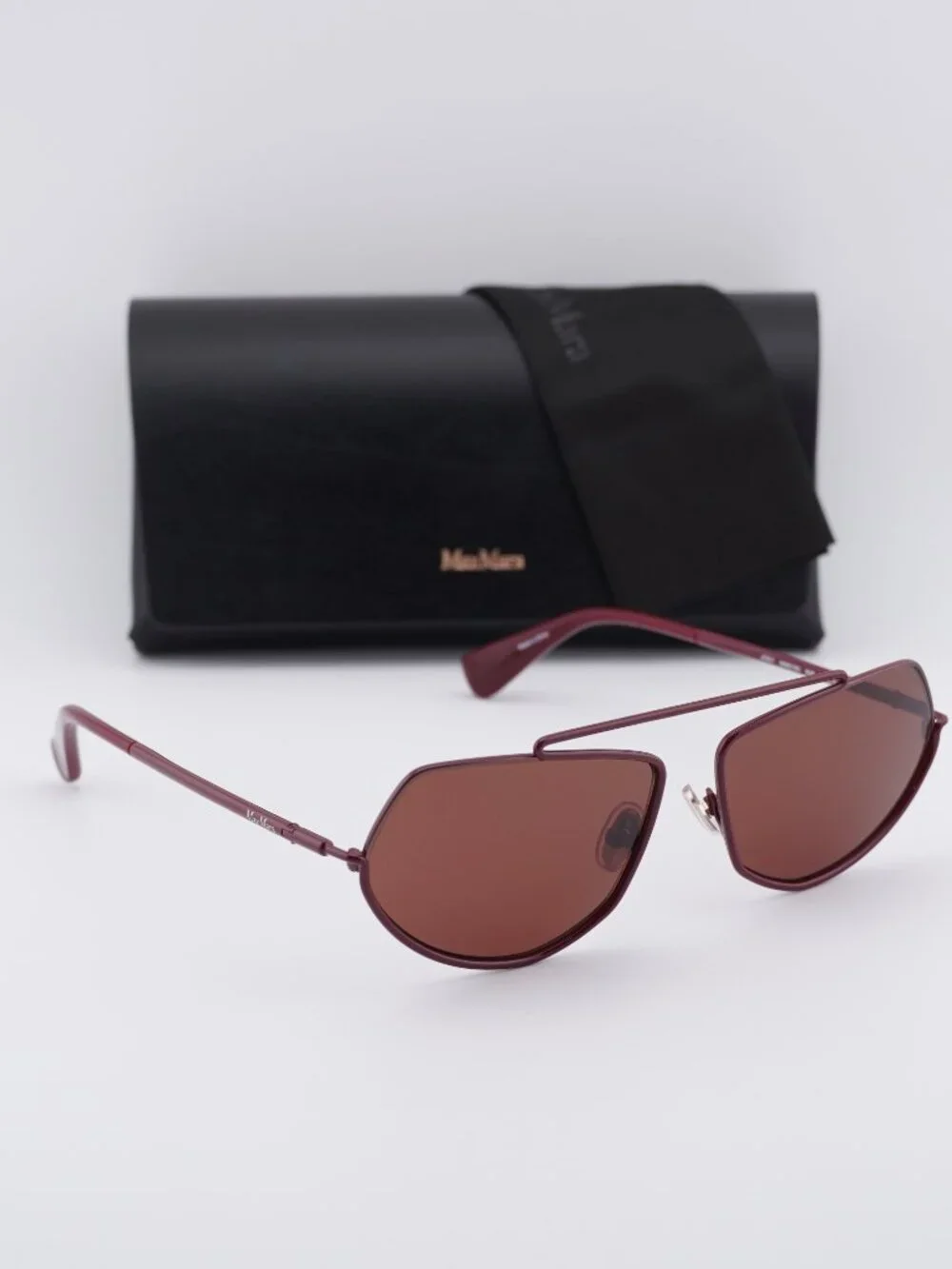 Max Mara MM0165 69S Joey Geometric Sunglasses - Shiny Bordeaux/Bordeaux